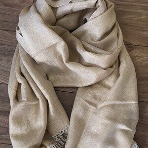 Lord & Taylor Rectangular Shawl Wrap Scarf Metallic Thread
